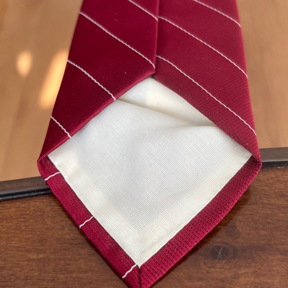 REMON D’URVILLE PARIS | Vintage Elegant Burgundy Striped Tie - Picture 4 of 4